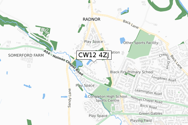 CW12 4ZJ map - small scale - OS Open Zoomstack (Ordnance Survey) CW12 4ZJ map - small scale - OS Open Zoomstack (Ordnance Survey)