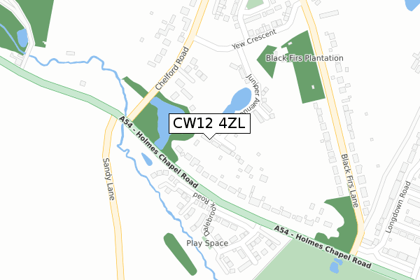 CW12 4ZL map - large scale - OS Open Zoomstack (Ordnance Survey)
