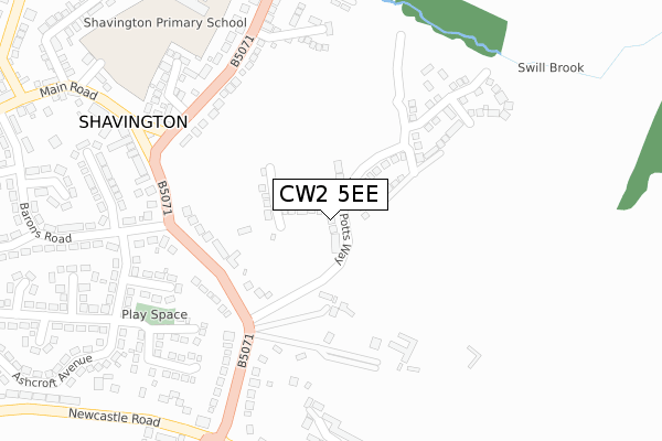 CW2 5EE map - large scale - OS Open Zoomstack (Ordnance Survey)