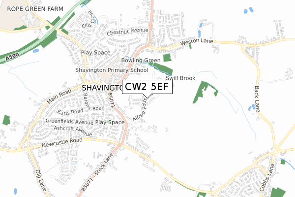 CW2 5EF map - small scale - OS Open Zoomstack (Ordnance Survey)