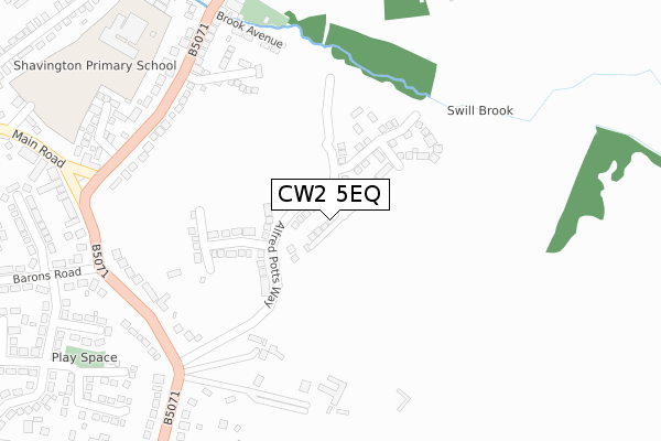 CW2 5EQ map - large scale - OS Open Zoomstack (Ordnance Survey)