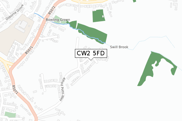 CW2 5FD map - large scale - OS Open Zoomstack (Ordnance Survey)