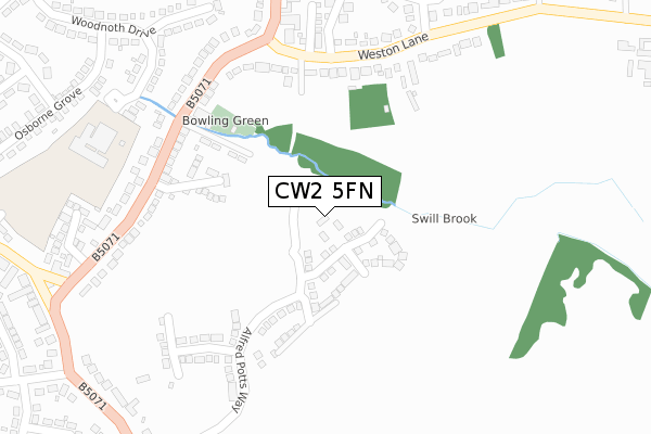 CW2 5FN map - large scale - OS Open Zoomstack (Ordnance Survey)