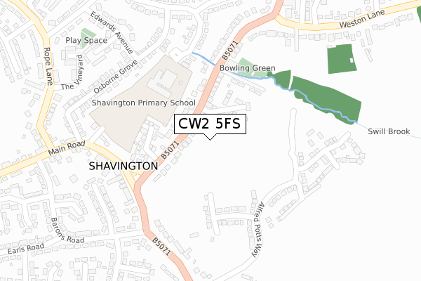 CW2 5FS map - large scale - OS Open Zoomstack (Ordnance Survey)