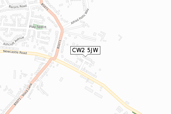 CW2 5JW map - large scale - OS Open Zoomstack (Ordnance Survey)