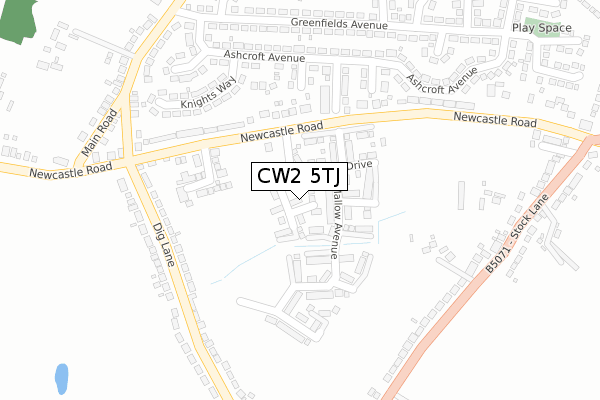 CW2 5TJ map - large scale - OS Open Zoomstack (Ordnance Survey)