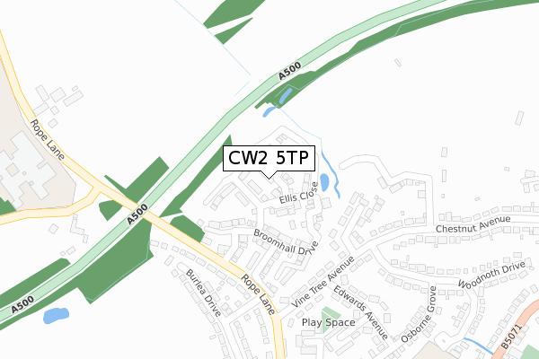 CW2 5TP map - large scale - OS Open Zoomstack (Ordnance Survey)