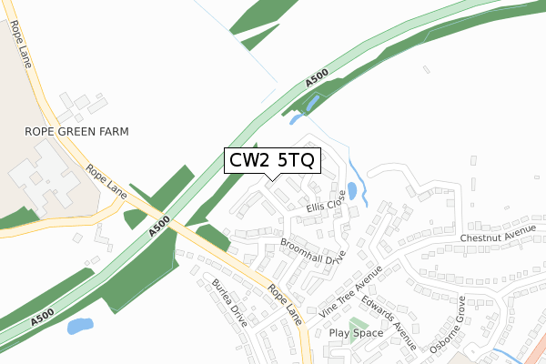 CW2 5TQ map - large scale - OS Open Zoomstack (Ordnance Survey)