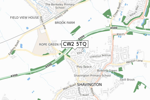 CW2 5TQ map - small scale - OS Open Zoomstack (Ordnance Survey)