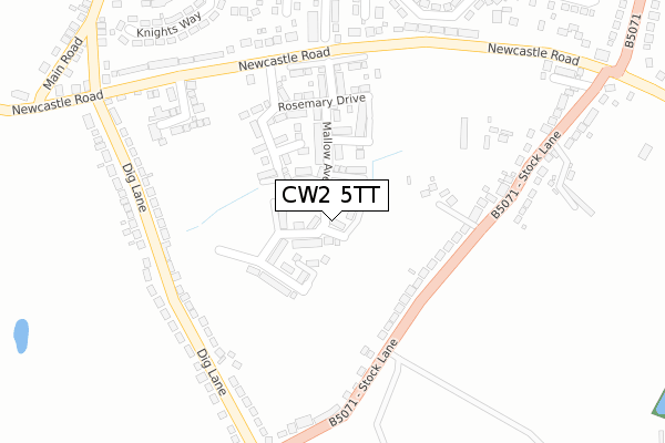 CW2 5TT map - large scale - OS Open Zoomstack (Ordnance Survey)