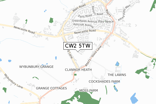 CW2 5TW map - small scale - OS Open Zoomstack (Ordnance Survey)
