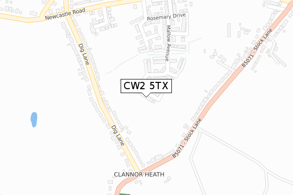 CW2 5TX map - large scale - OS Open Zoomstack (Ordnance Survey)