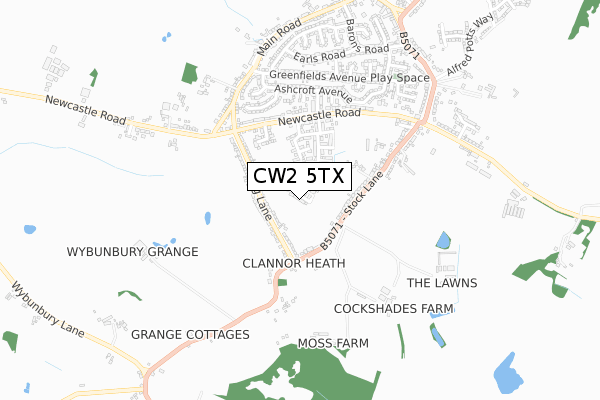 CW2 5TX map - small scale - OS Open Zoomstack (Ordnance Survey)