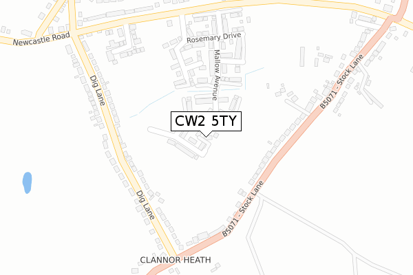 CW2 5TY map - large scale - OS Open Zoomstack (Ordnance Survey)