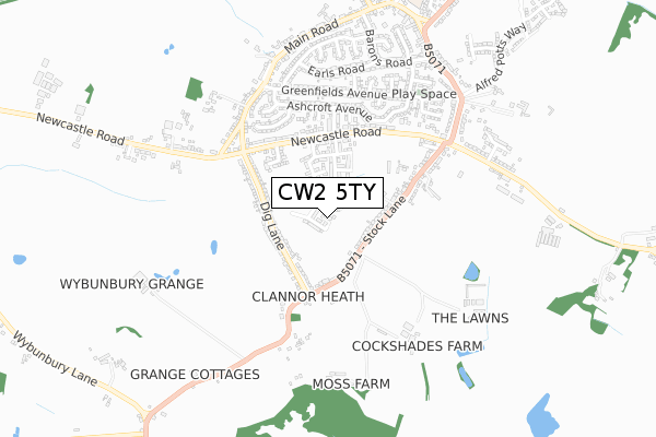CW2 5TY map - small scale - OS Open Zoomstack (Ordnance Survey)