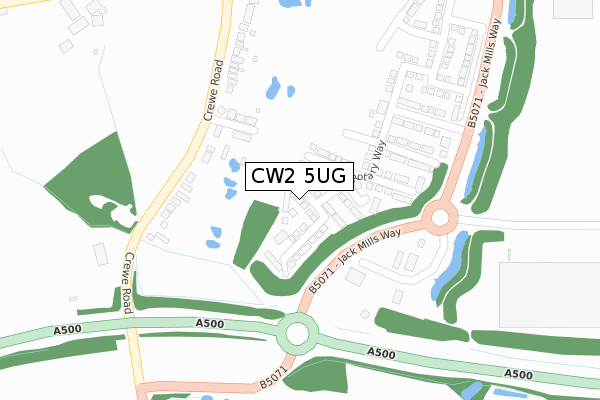 CW2 5UG map - large scale - OS Open Zoomstack (Ordnance Survey)