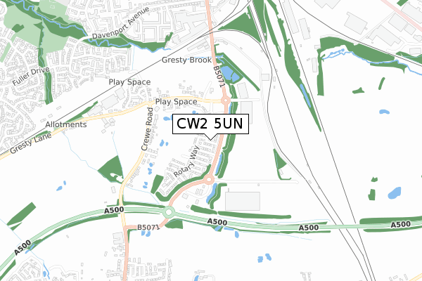 CW2 5UN map - small scale - OS Open Zoomstack (Ordnance Survey)