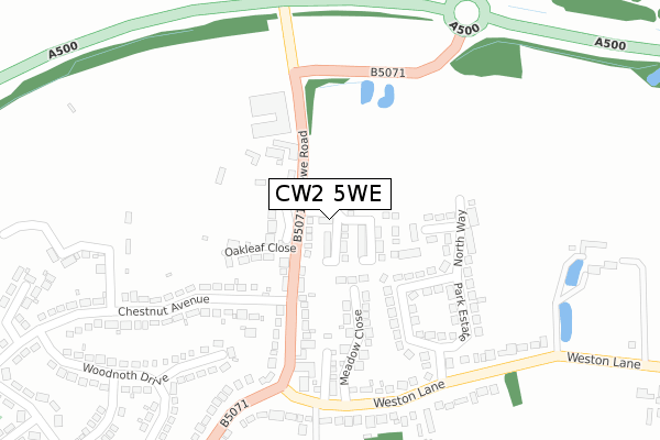 CW2 5WE map - large scale - OS Open Zoomstack (Ordnance Survey)