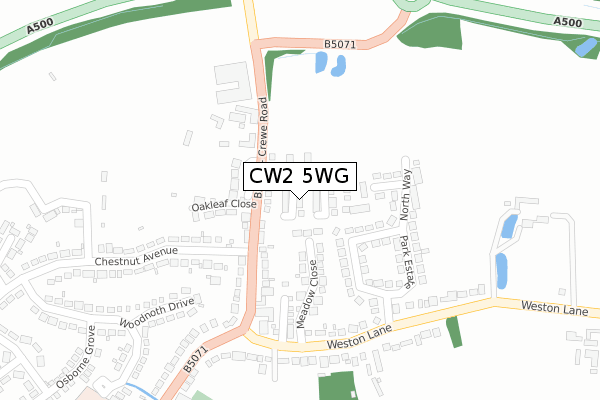 CW2 5WG map - large scale - OS Open Zoomstack (Ordnance Survey)