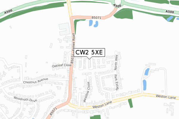 CW2 5XE map - large scale - OS Open Zoomstack (Ordnance Survey)