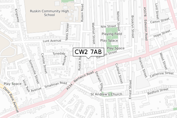 CW2 7AB map - large scale - OS Open Zoomstack (Ordnance Survey)