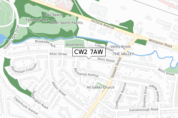 CW2 7AW map - large scale - OS Open Zoomstack (Ordnance Survey)