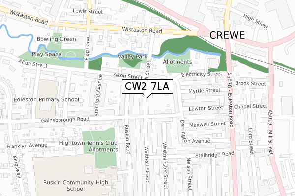 CW2 7LA map - large scale - OS Open Zoomstack (Ordnance Survey)