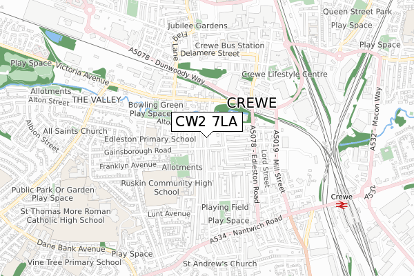 CW2 7LA map - small scale - OS Open Zoomstack (Ordnance Survey)
