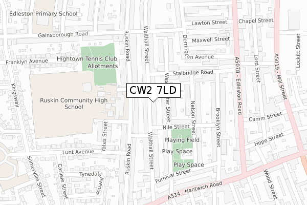 CW2 7LD map - large scale - OS Open Zoomstack (Ordnance Survey)