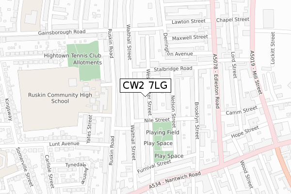 CW2 7LG map - large scale - OS Open Zoomstack (Ordnance Survey) CW2 7LG map - large scale - OS Open Zoomstack (Ordnance Survey)