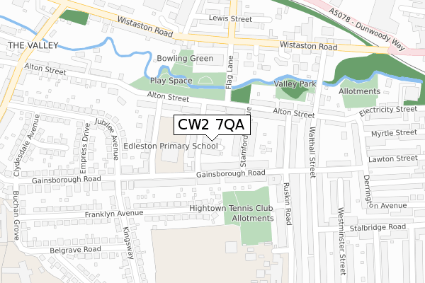 CW2 7QA map - large scale - OS Open Zoomstack (Ordnance Survey)