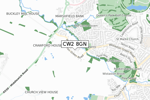 CW2 8GN map - small scale - OS Open Zoomstack (Ordnance Survey) CW2 8GN map - small scale - OS Open Zoomstack (Ordnance Survey)