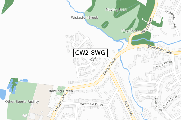 CW2 8WG map - large scale - OS Open Zoomstack (Ordnance Survey)