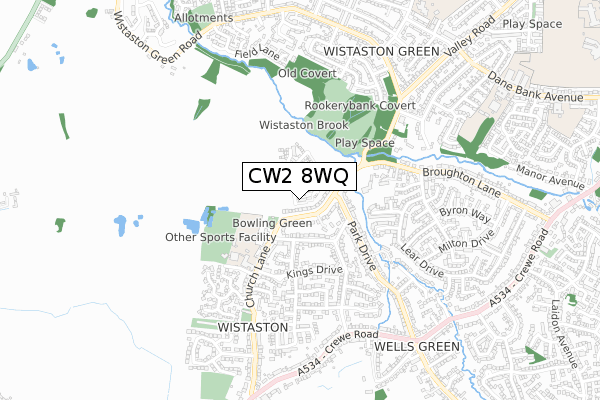 CW2 8WQ map - small scale - OS Open Zoomstack (Ordnance Survey) CW2 8WQ map - small scale - OS Open Zoomstack (Ordnance Survey)