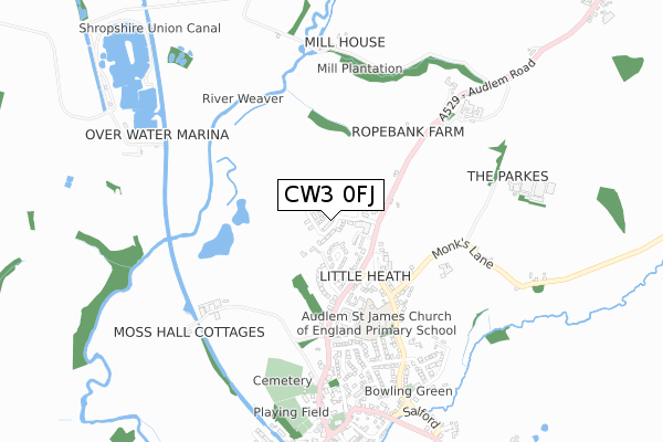 CW3 0FJ map - small scale - OS Open Zoomstack (Ordnance Survey) CW3 0FJ map - small scale - OS Open Zoomstack (Ordnance Survey)