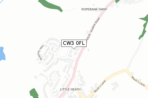 CW3 0FL map - large scale - OS Open Zoomstack (Ordnance Survey)