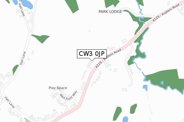CW3 0JP map - large scale - OS Open Zoomstack (Ordnance Survey)