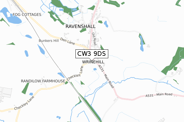 CW3 9DS map - small scale - OS Open Zoomstack (Ordnance Survey)