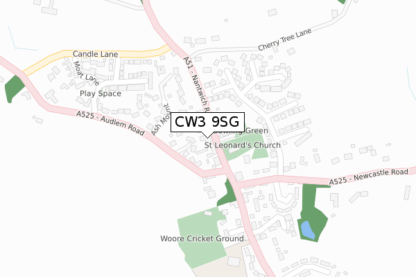 CW3 9SG map - large scale - OS Open Zoomstack (Ordnance Survey)