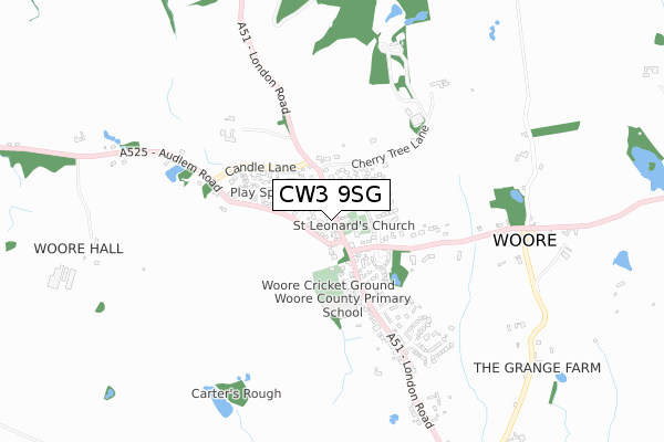 CW3 9SG map - small scale - OS Open Zoomstack (Ordnance Survey)
