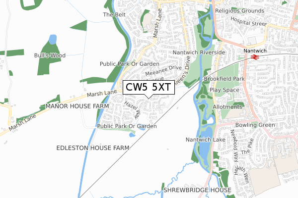 CW5 5XT map - small scale - OS Open Zoomstack (Ordnance Survey) CW5 5XT map - small scale - OS Open Zoomstack (Ordnance Survey)