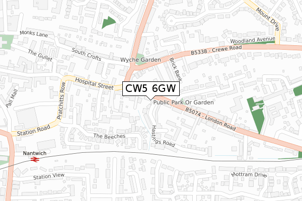 CW5 6GW map - large scale - OS Open Zoomstack (Ordnance Survey) CW5 6GW map - large scale - OS Open Zoomstack (Ordnance Survey)
