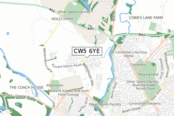 CW5 6YE map - small scale - OS Open Zoomstack (Ordnance Survey) CW5 6YE map - small scale - OS Open Zoomstack (Ordnance Survey)