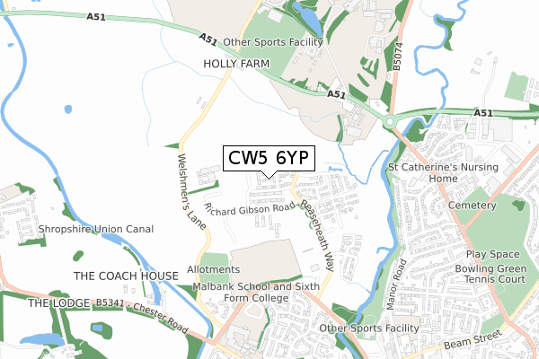 CW5 6YP map - small scale - OS Open Zoomstack (Ordnance Survey) CW5 6YP map - small scale - OS Open Zoomstack (Ordnance Survey)