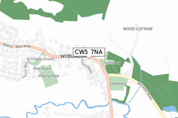 CW5 7NA map - large scale - OS Open Zoomstack (Ordnance Survey)