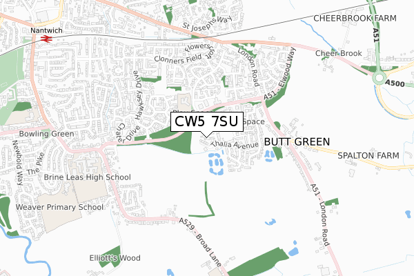 CW5 7SU map - small scale - OS Open Zoomstack (Ordnance Survey) CW5 7SU map - small scale - OS Open Zoomstack (Ordnance Survey)