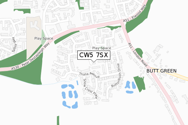 CW5 7SX map - large scale - OS Open Zoomstack (Ordnance Survey) CW5 7SX map - large scale - OS Open Zoomstack (Ordnance Survey)