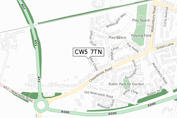 CW5 7TN map - large scale - OS Open Zoomstack (Ordnance Survey) CW5 7TN map - large scale - OS Open Zoomstack (Ordnance Survey)