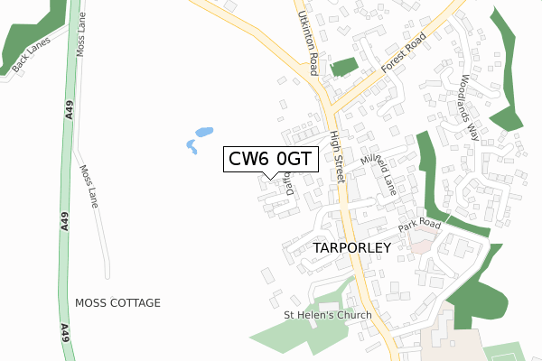 CW6 0GT map - large scale - OS Open Zoomstack (Ordnance Survey)