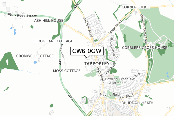 CW6 0GW map - small scale - OS Open Zoomstack (Ordnance Survey) CW6 0GW map - small scale - OS Open Zoomstack (Ordnance Survey)